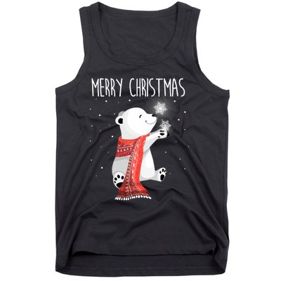 Cute Polar Bear Scarf Merry Christmas Xmas Holidays Gift Tank Top