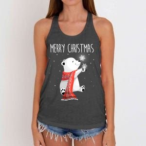 Cute Polar Bear Scarf Merry Christmas Xmas Holidays Gift Women's Knotted Racerback Tank