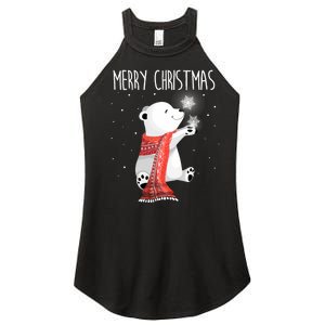 Cute Polar Bear Scarf Merry Christmas Xmas Holidays Gift Women's Perfect Tri Rocker Tank