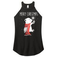 Cute Polar Bear Scarf Merry Christmas Xmas Holidays Gift Women's Perfect Tri Rocker Tank