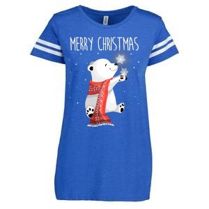 Cute Polar Bear Scarf Merry Christmas Xmas Holidays Gift Enza Ladies Jersey Football T-Shirt