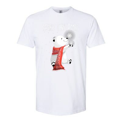 Cute Polar Bear Scarf Merry Christmas Xmas Holidays Gift Softstyle CVC T-Shirt