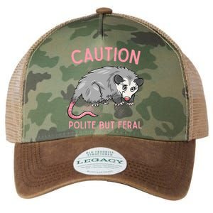 CAUTION POLITE BUT FERAL Funny Opossum Legacy Tie Dye Trucker Hat