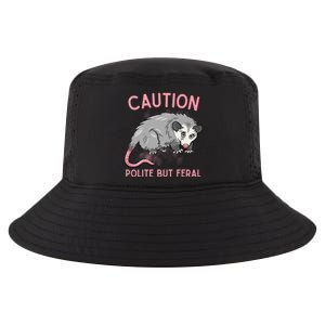 CAUTION POLITE BUT FERAL Funny Opossum Cool Comfort Performance Bucket Hat