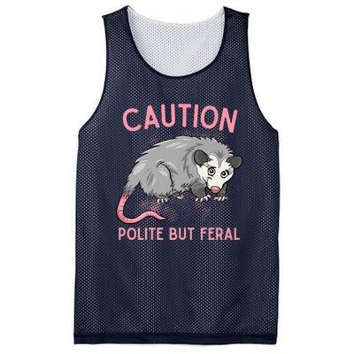 CAUTION POLITE BUT FERAL Funny Opossum Mesh Reversible Basketball Jersey Tank