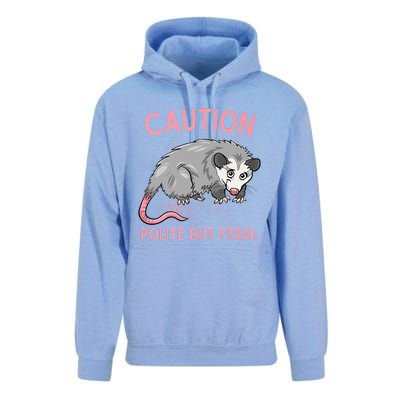 CAUTION POLITE BUT FERAL Funny Opossum Unisex Surf Hoodie