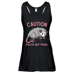 CAUTION POLITE BUT FERAL Funny Opossum Premium Ladies Essential Flowy Tank