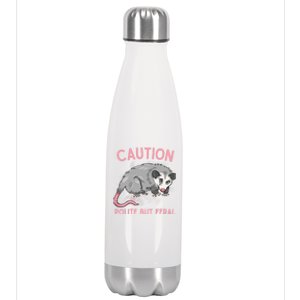 CAUTION POLITE BUT FERAL Funny Opossum Premium Stainless Steel Insulated Water Bottle