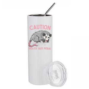 CAUTION POLITE BUT FERAL Funny Opossum Premium Stainless Steel Tumbler