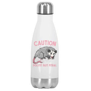 CAUTION POLITE BUT FERAL Funny Opossum Premium Stainless Steel Insulated Water Bottle