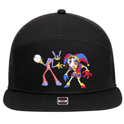 Cute Pomni Bubble Funny Amazing Digital Circus Gooseworx 7 Panel Mesh Trucker Snapback Hat