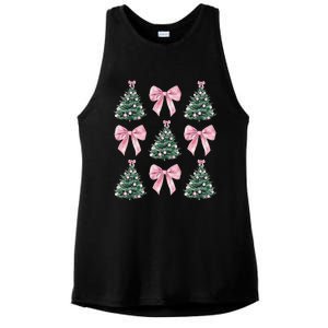 Cute P.Ink Bow Christmas Tree Pattern Gift Ladies PosiCharge Tri-Blend Wicking Tank