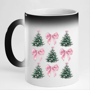 Cute P.Ink Bow Christmas Tree Pattern Gift 11oz Black Color Changing Mug