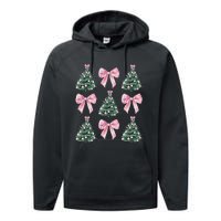 Cute P.Ink Bow Christmas Tree Pattern Gift Performance Fleece Hoodie