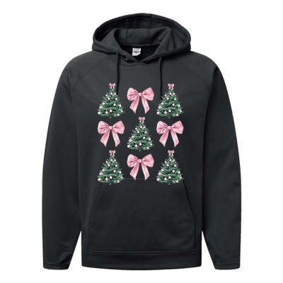 Cute P.Ink Bow Christmas Tree Pattern Gift Performance Fleece Hoodie