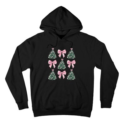 Cute P.Ink Bow Christmas Tree Pattern Gift Hoodie