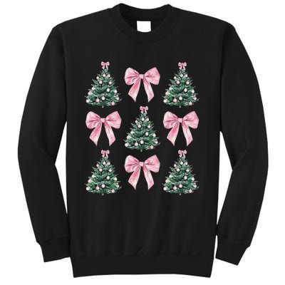 Cute P.Ink Bow Christmas Tree Pattern Gift Sweatshirt