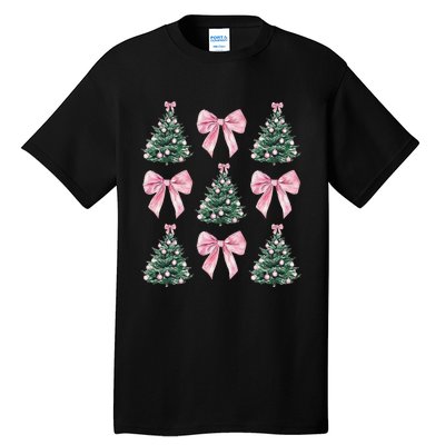 Cute P.Ink Bow Christmas Tree Pattern Gift Tall T-Shirt