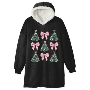 Cute P.Ink Bow Christmas Tree Pattern Gift Hooded Wearable Blanket