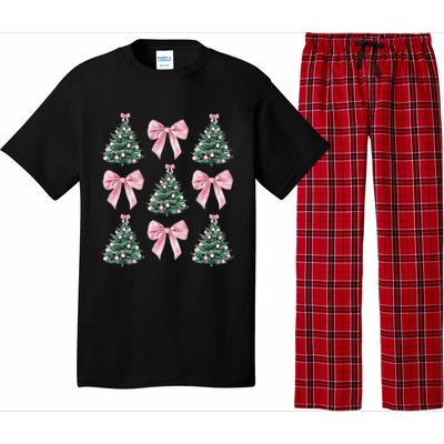 Cute P.Ink Bow Christmas Tree Pattern Gift Pajama Set