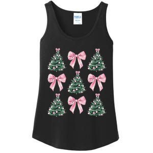 Cute P.Ink Bow Christmas Tree Pattern Gift Ladies Essential Tank