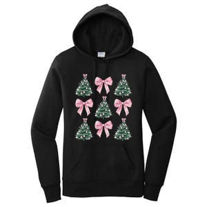 Cute P.Ink Bow Christmas Tree Pattern Gift Women's Pullover Hoodie