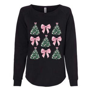 Cute P.Ink Bow Christmas Tree Pattern Gift Womens California Wash Sweatshirt