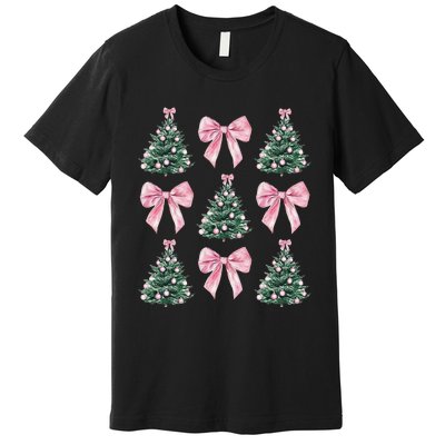 Cute P.Ink Bow Christmas Tree Pattern Gift Premium T-Shirt