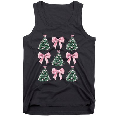 Cute P.Ink Bow Christmas Tree Pattern Gift Tank Top