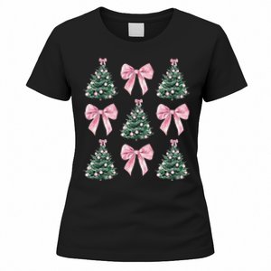 Cute P.Ink Bow Christmas Tree Pattern Gift Women's T-Shirt