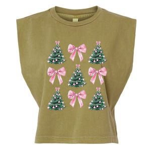 Cute P.Ink Bow Christmas Tree Pattern Gift Garment-Dyed Women's Muscle Tee