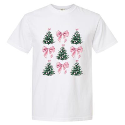 Cute P.Ink Bow Christmas Tree Pattern Gift Garment-Dyed Heavyweight T-Shirt