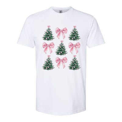 Cute P.Ink Bow Christmas Tree Pattern Gift Softstyle CVC T-Shirt