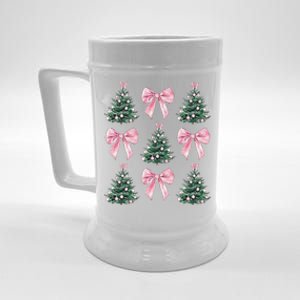 Cute P.Ink Bow Christmas Tree Pattern Gift Beer Stein