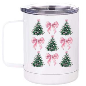 Cute P.Ink Bow Christmas Tree Pattern Gift 12 oz Stainless Steel Tumbler Cup