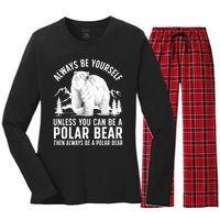 Cool Polar Bear Design For Animal Polar Bear Lover Women's Long Sleeve Flannel Pajama Set 