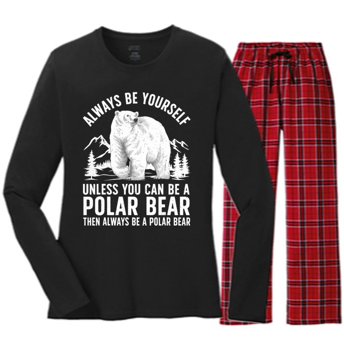 Cool Polar Bear Design For Animal Polar Bear Lover Women's Long Sleeve Flannel Pajama Set 