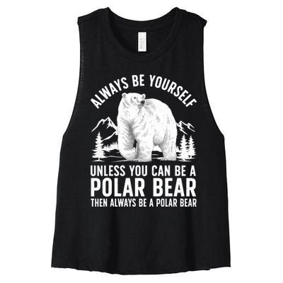 Cool Polar Bear Design For Animal Polar Bear Lover Women's Racerback Cropped Tank