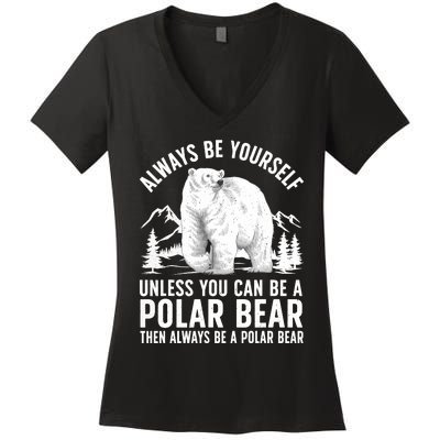 Cool Polar Bear Design For Animal Polar Bear Lover Women's V-Neck T-Shirt