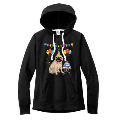 Cute Pug Birthday Celebration Cake Pet Animal Dog Owner Pug Women's Fleece Hoodie