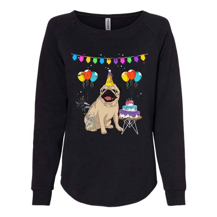 Cute Pug Birthday Celebration Cake Pet Animal Dog Owner Pug Womens California Wash Sweatshirt