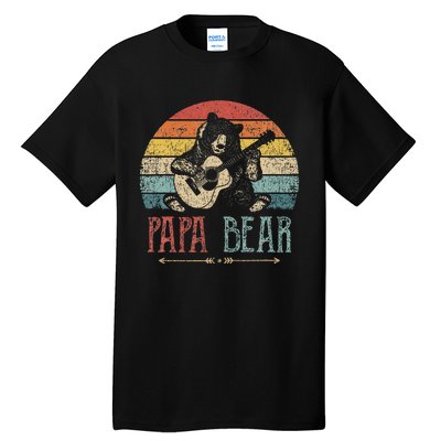 Cute Papa Bear Vintage Father's Day Retro Dad Guitar Tall T-Shirt