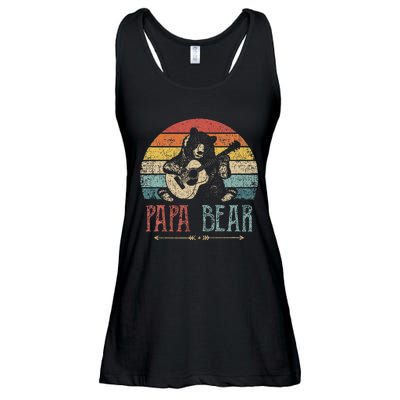 Cute Papa Bear Vintage Father's Day Retro Dad Guitar Ladies Essential Flowy Tank