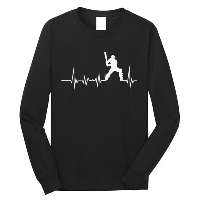 Cricket Player Bat And Ball Game Cricket Heartbeat Long Sleeve Shirt