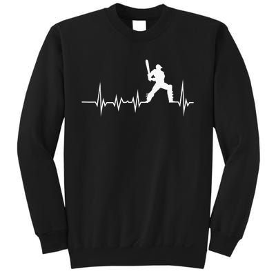 Cricket Player Bat And Ball Game Cricket Heartbeat Sweatshirt