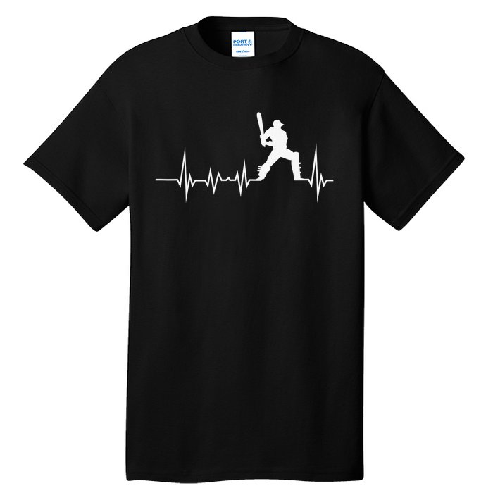 Cricket Player Bat And Ball Game Cricket Heartbeat Tall T-Shirt