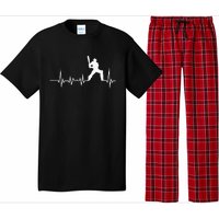 Cricket Player Bat And Ball Game Cricket Heartbeat Pajama Set