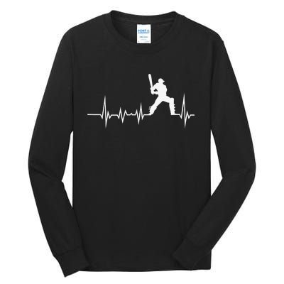 Cricket Player Bat And Ball Game Cricket Heartbeat Tall Long Sleeve T-Shirt