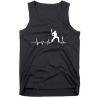 Cricket Player Bat And Ball Game Cricket Heartbeat Tank Top