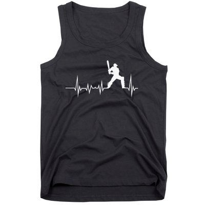 Cricket Player Bat And Ball Game Cricket Heartbeat Tank Top